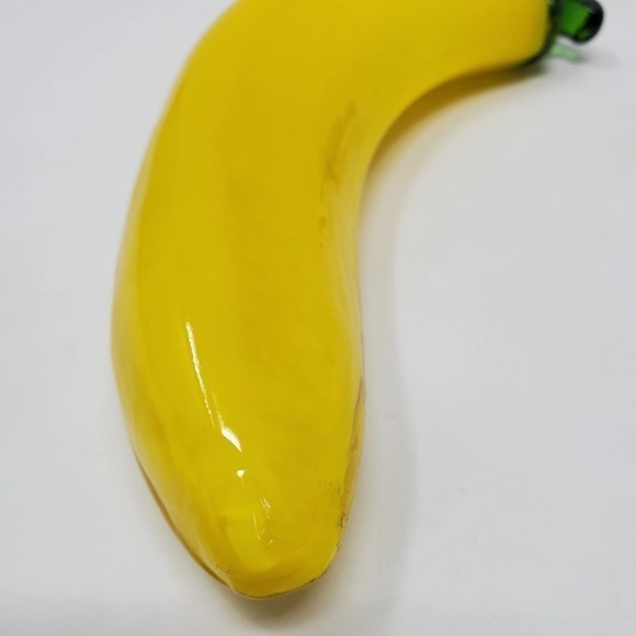 25. Handblown Banana Yellow With Green Stem Glass Kitchen Home Decor - Picture 3 of 5